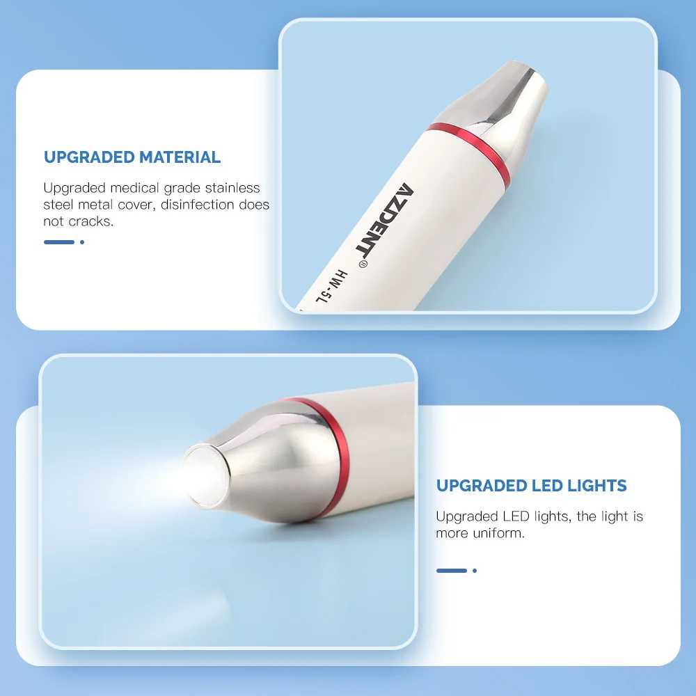 AZDENT LED Light Ultrasonic Piezo Scaler Handpiece Fit For Woodpecker/EMS 135℃ High Temperature Sterilization