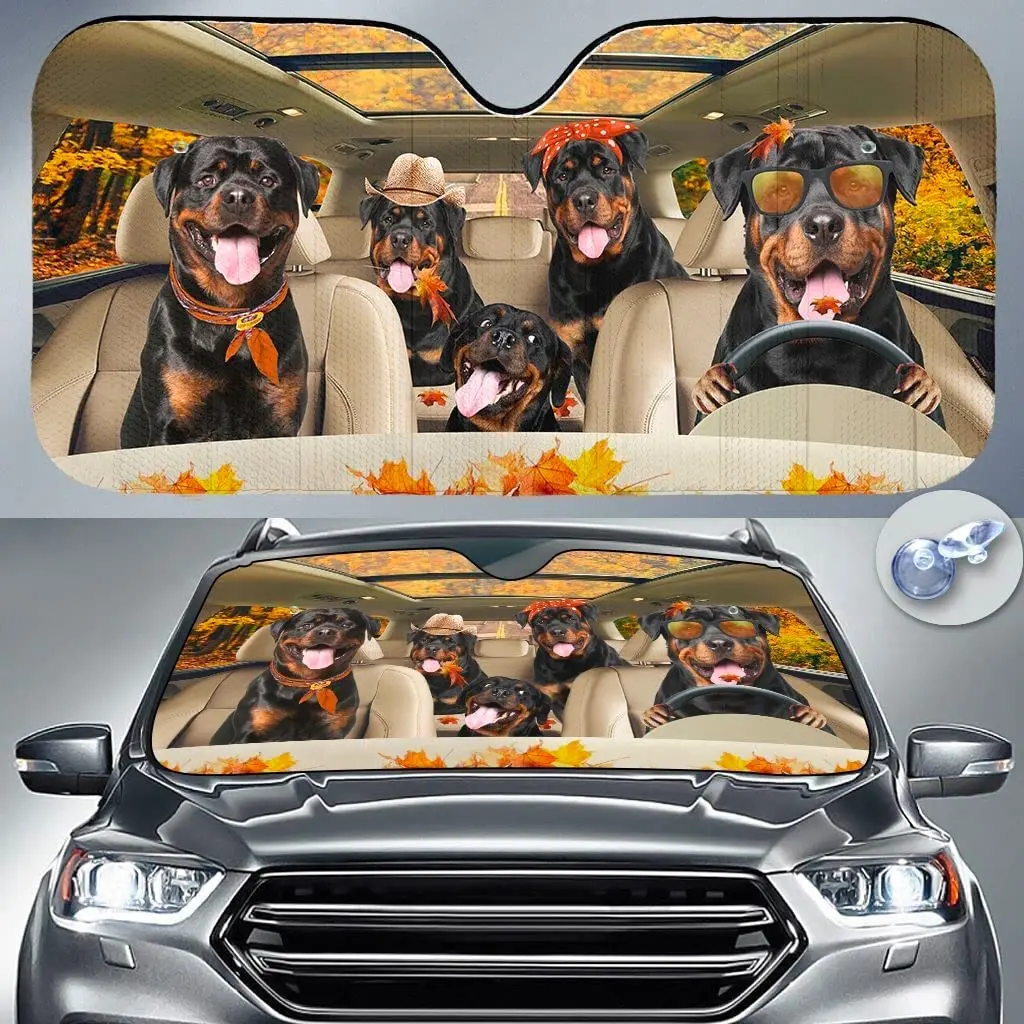 Rottweiler Family Car Sun Shade, Funny Rottweiler Sunshade, Rottweiler Decor Car, Car Shade, Car Sun Protector, Gifts For Her LN