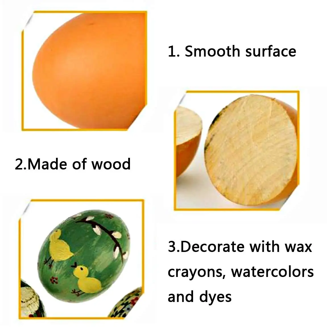 6Pcs Wooden Faux Fake Eggs Realistic Kitchen Playset Fake Nest Eggs for Craft Decorate Get hens to Lay Eggs Pretend Play Fun Toy