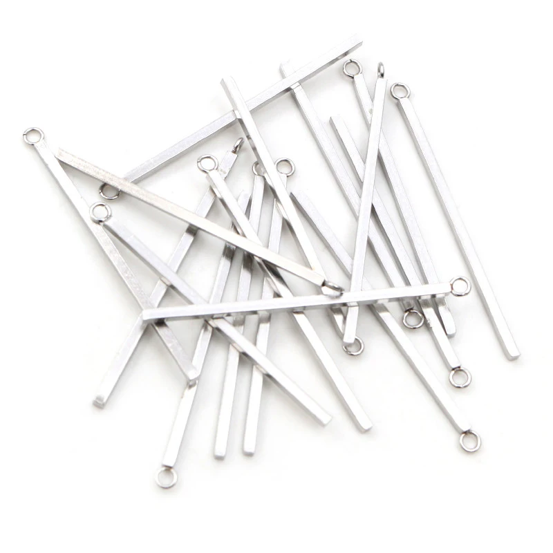20pcs 10 15 20 25 30 35 40 50mm Stainless Steel Rectangular Straight Tube for Earrings Findings Jewelry Necklace Pendant Charms
