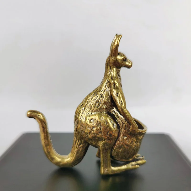 Solid Brass Kangaroo Statue, Desk Ornament, Retro Copper Animal, Miniature Figurine, Decoration Gifts, Home Decors Crafts Access