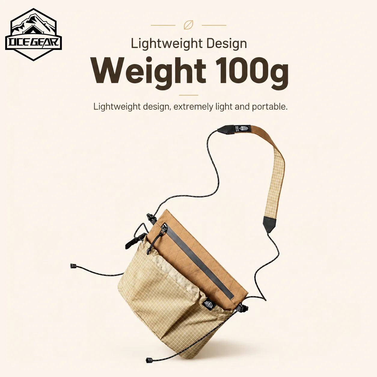 Lightweight Crossbody Bag Waterproof X Pac Nylon Ripstop Small Shoulder Bag Adjustable Strap Travel Hiking Daily Sling Pouch