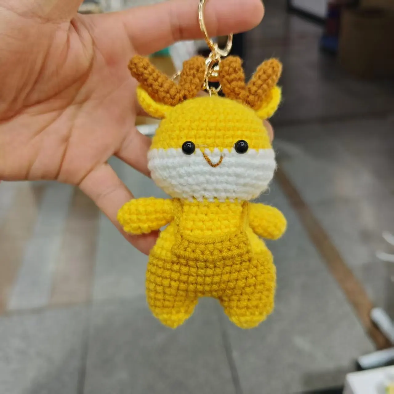 Niedlicher Häkel-Tieranhänger Handgewebter Tier-Schlüsselanhänger Gestrickter Schlüsselring Auto-Schlüsselhalter Süßes Geschenk Rucksack-Deko – Detail 2