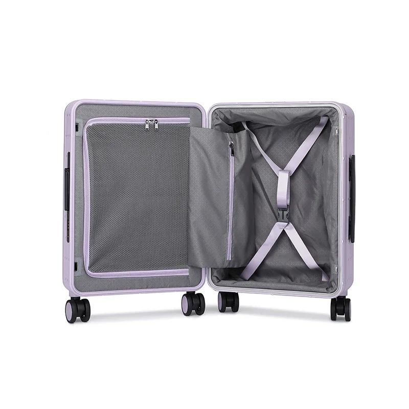 Leaves king luggage PC Material slient wheel suitcase business 20inch carry on suitcase aluminum trolley case