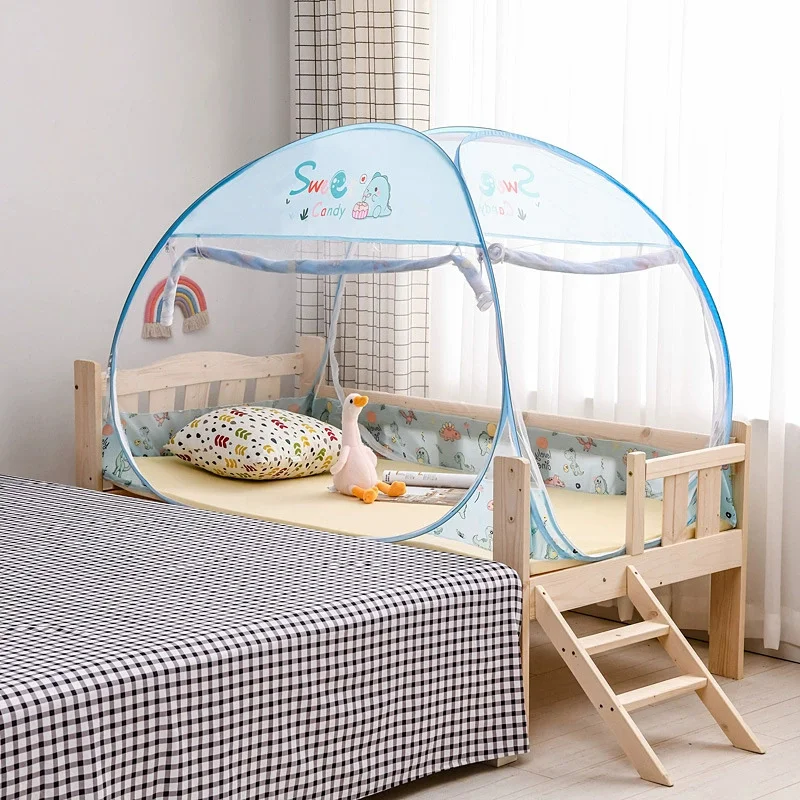 Yurt Children Mosquito Net Double Doors Shading Anti-fall Crib Mosquito Net Double Zipper Foldable Mosquito Net Outdoor Tent view 4