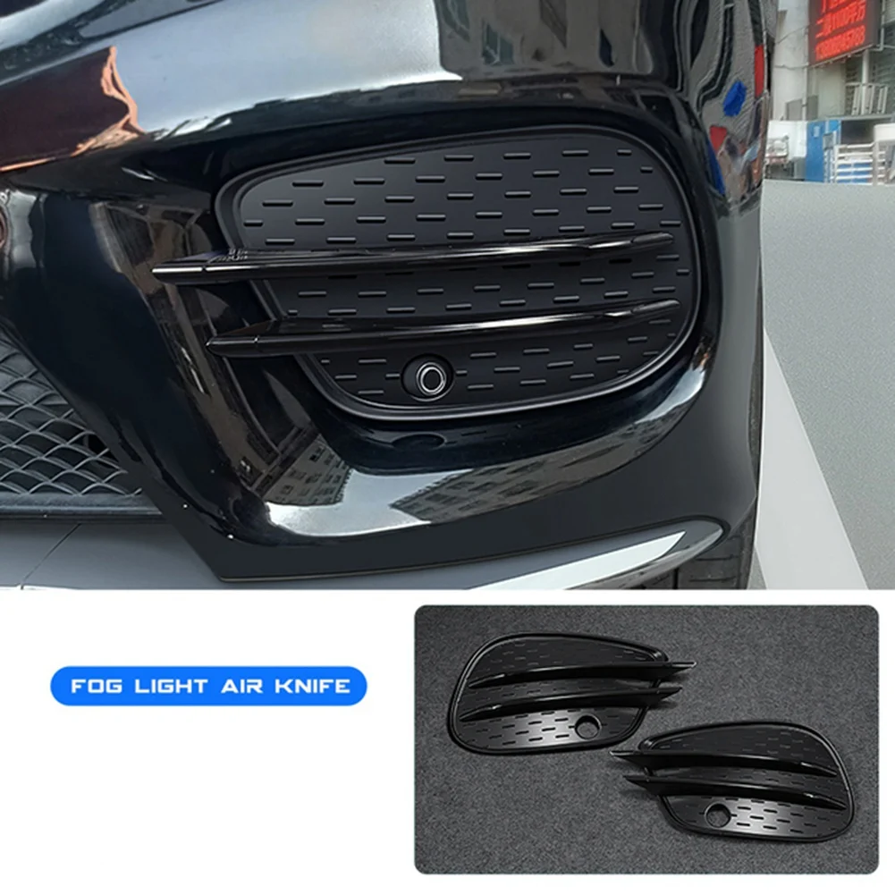 1Pair Front Bumper Fog Lamp Air Knife Trim Cover for Mercedes Benz GLE GLS W166 X166 2015-2019 Chrome Splitter Grille B