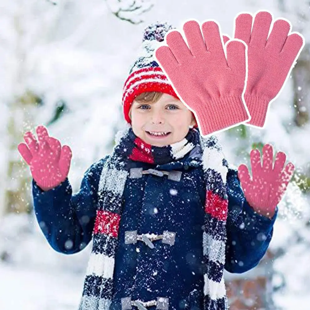 

Детские перчатки для детского сада на осень-зиму, теплые перчатки с длинными пальцами для мальчиков, милые перчатки с пятью пальцами для девочек, детский комплект