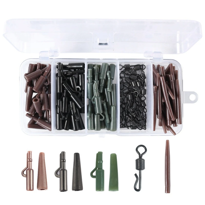 New 120 Piece Carp Fishing Tackle Fishing Accessories Wear-Resistant Casing Double Crochet Pin Rubber Tip Tube Fishing Set