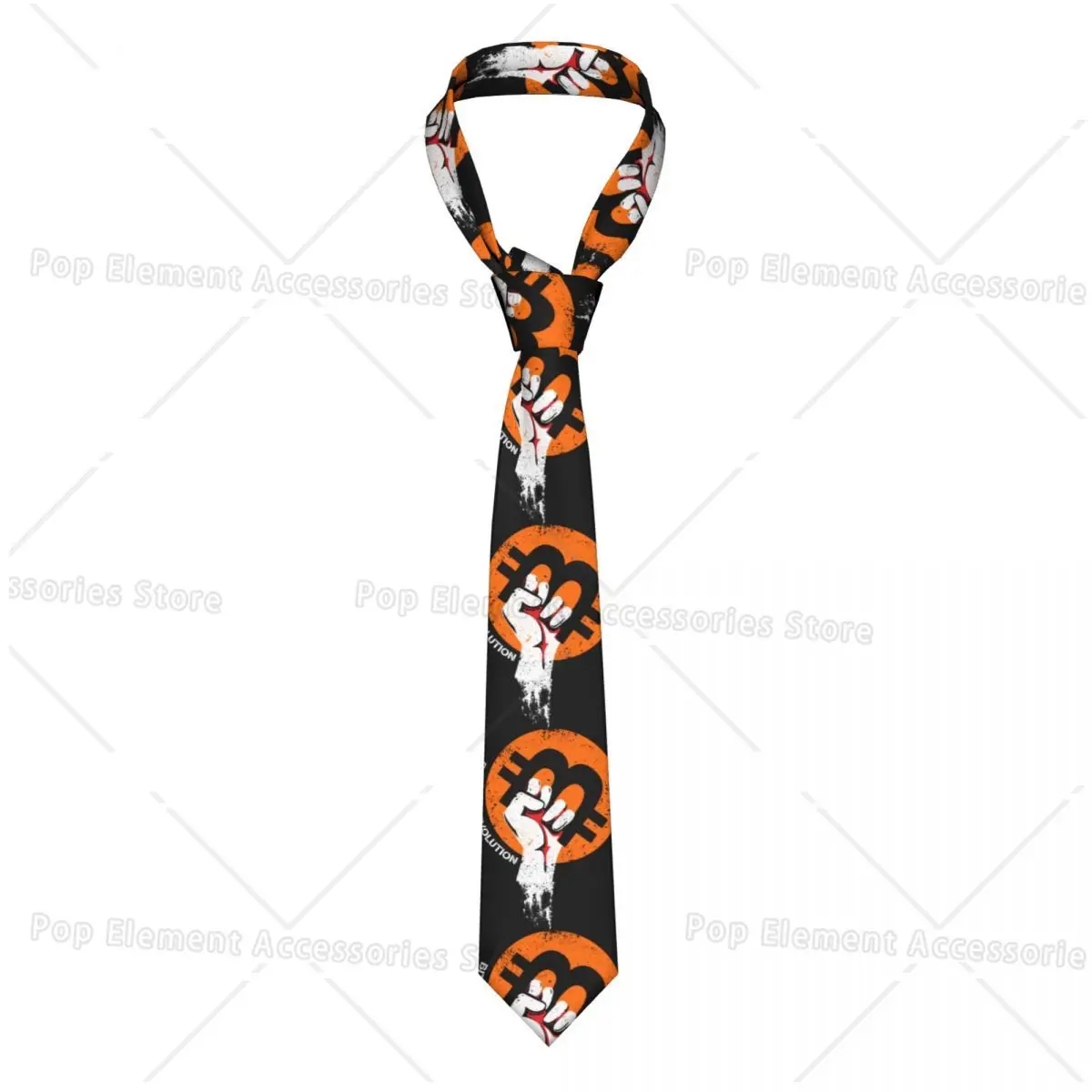 Custom Fashion Power Bitcoin Ties for Party Men Cryptocurrency Btc Blockchain Necktie