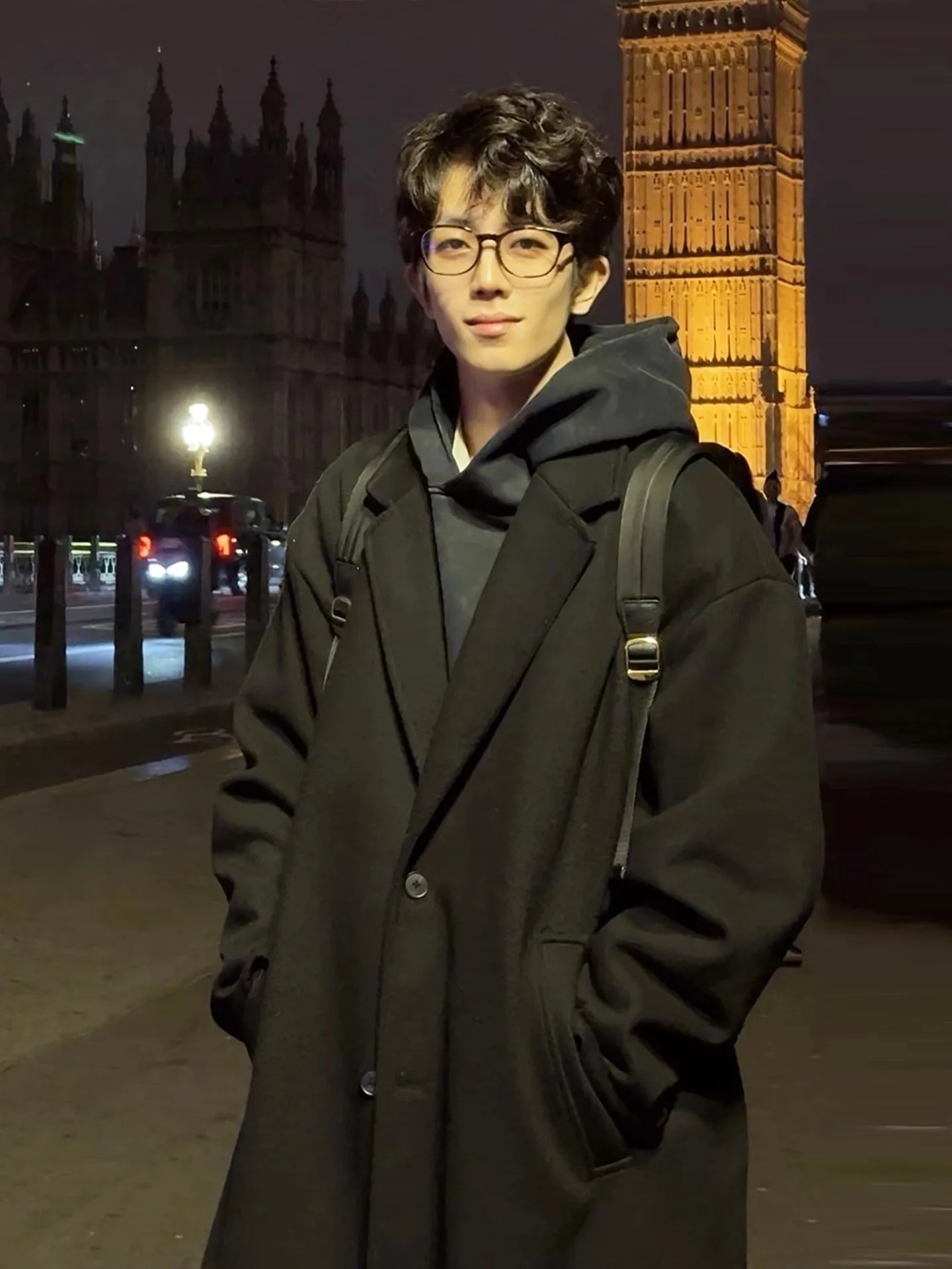 

Bla Woolen Overcoat Men's Autumn Winter Thiened Sli Oversize Mid-Length Windbreaker Jaet Youth Faion Casual Wear