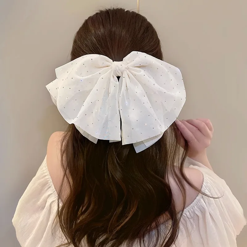 

Fashionable Girl Duckbill Clip, Elegant Mesh Hair Clip, Women's Rhinestone Big Bow Hair Clip