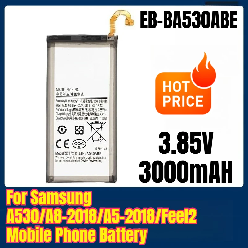 

EB-BA530ABE 3.85V 3000mAH Mobile Phone Battery for Samsung A530/A8-2018/A5-2018/Feel2