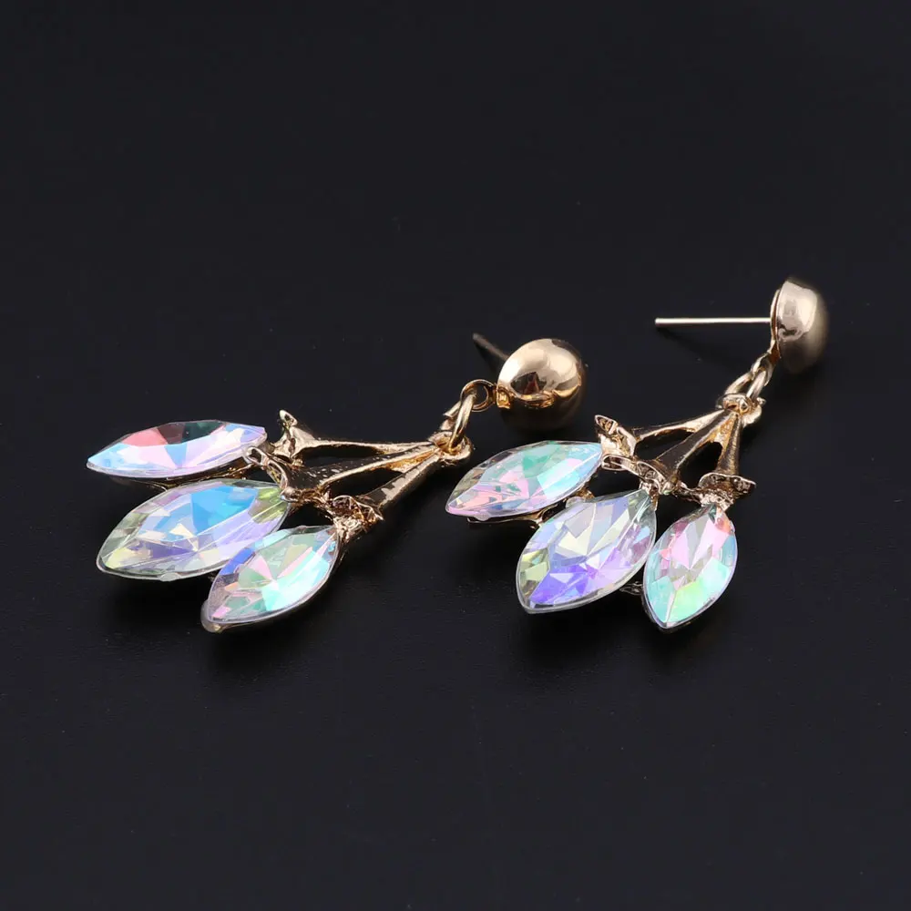 New Luxury Indian Bridal Jewelry Sets Wedding Party Costume Jewellery Womens Fashion Gifts Leaves Crystal Necklace Earrings Sets