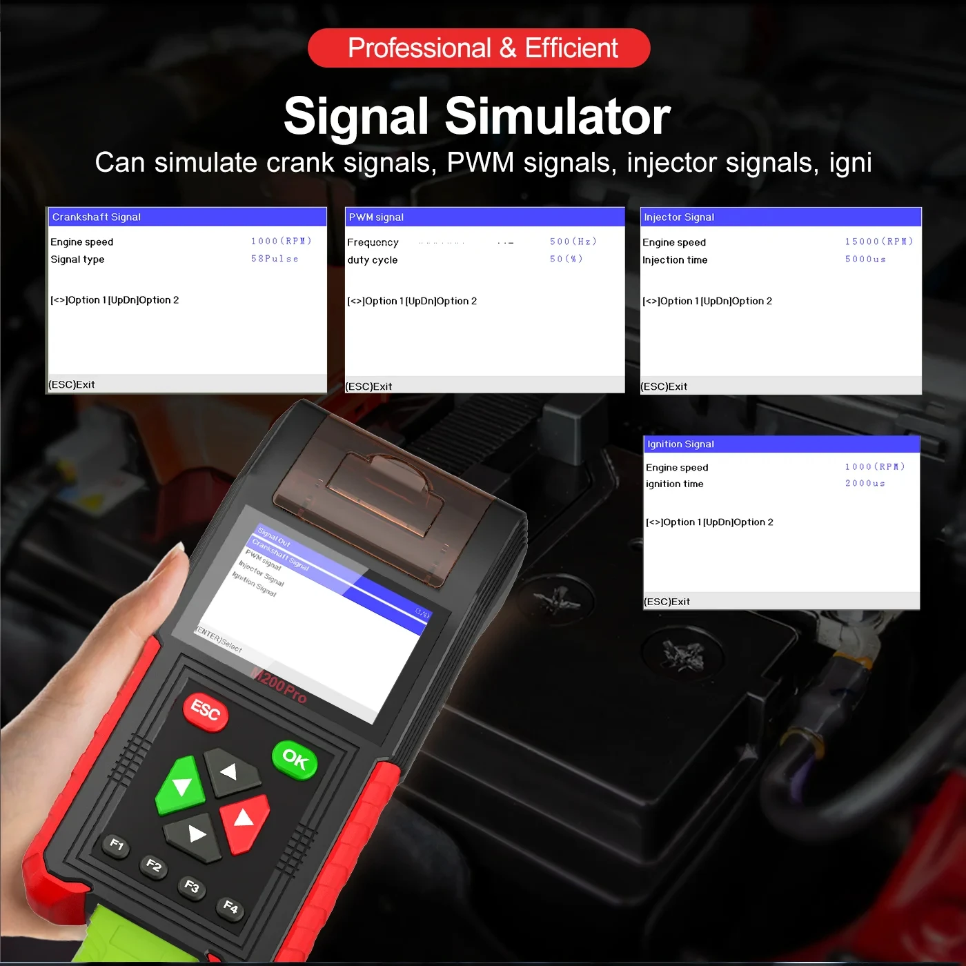 JDiag-Outil de diagnostic de moto M200Pro, prise en charge du remappage ECU, pigments, testeur de batterie, test automobile, M200, M300