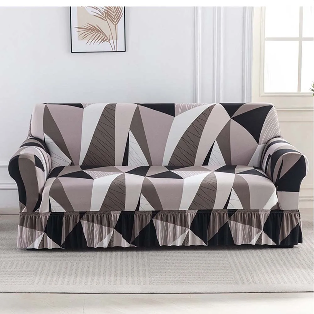Universal Stretch Sofa Cover Cat Scratch Full Wrap Couch Slipcover with Skirt for 1/2/3/4 Seater Sofa Living Room Bedroom Decor