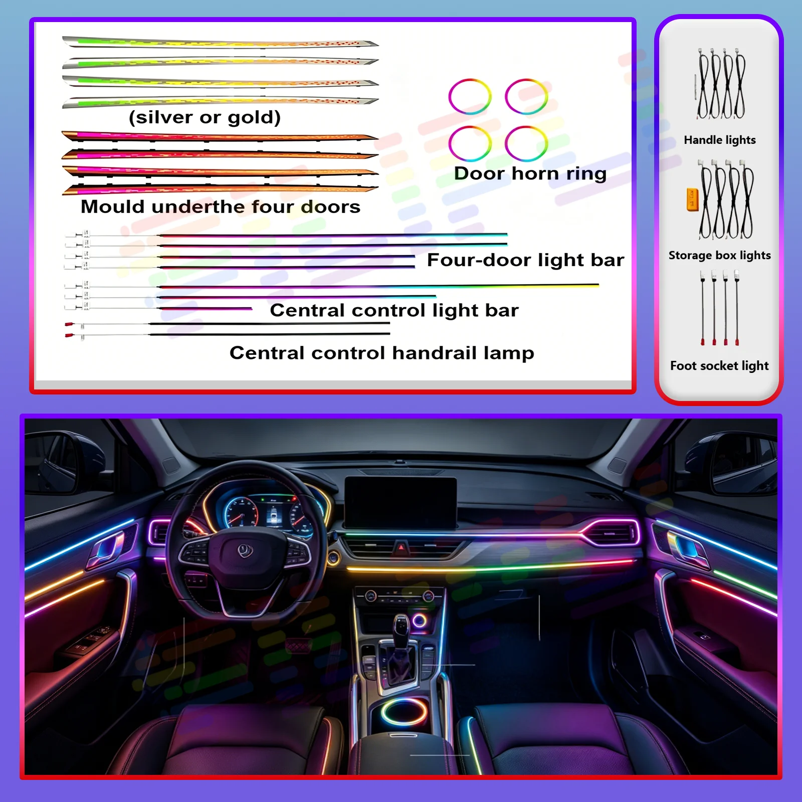 

Dashboard Decorative For Geely jelly Monjaro Xingyue L 2021-2025 Years Ambient Light Atmosphere Lamp Interior lighting kit Strip