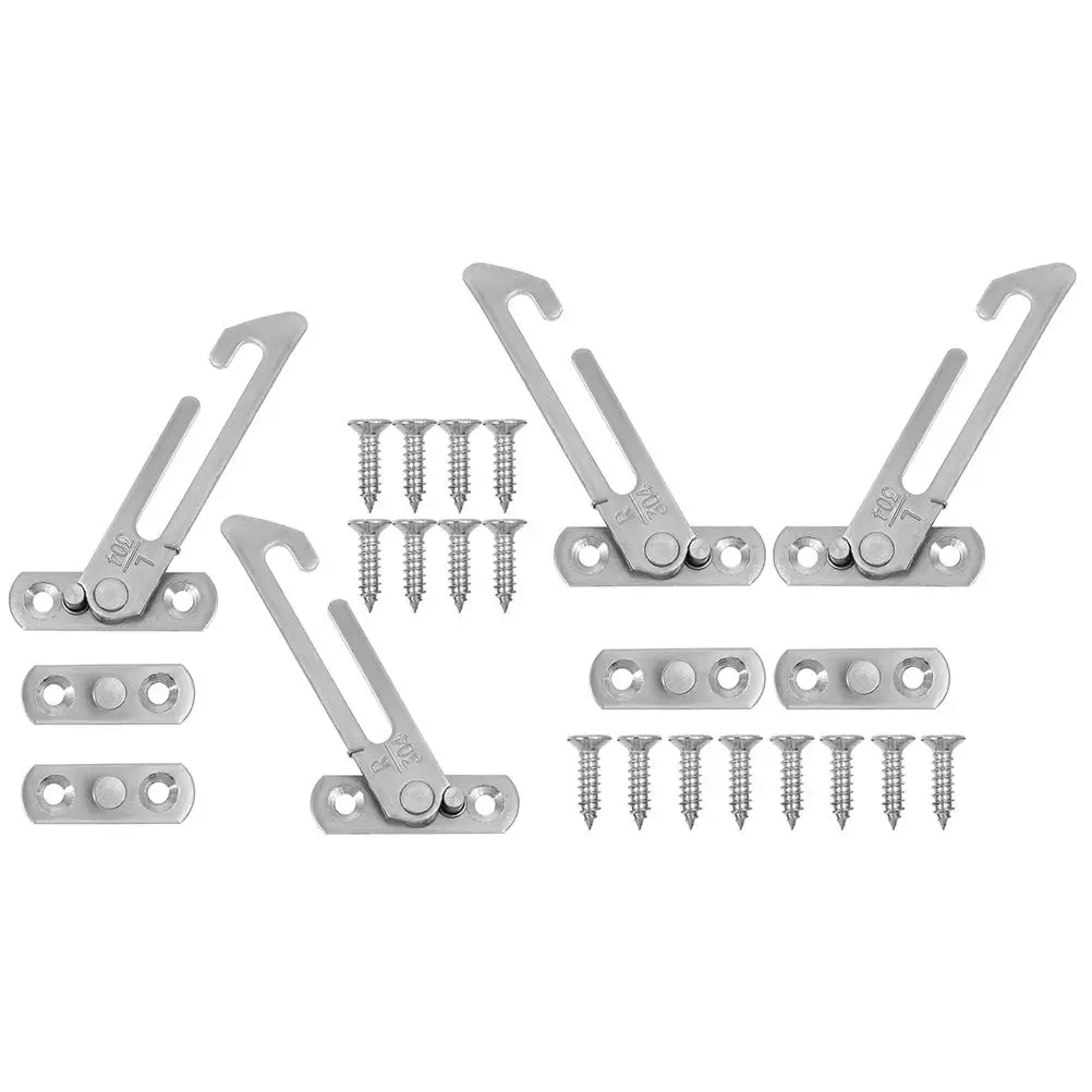 4-teiliger Fensterstopper, stoppt aufgehängt, verstellbare Griffe, Sicherheitsverschluss, Fangbeschläge, Flügel