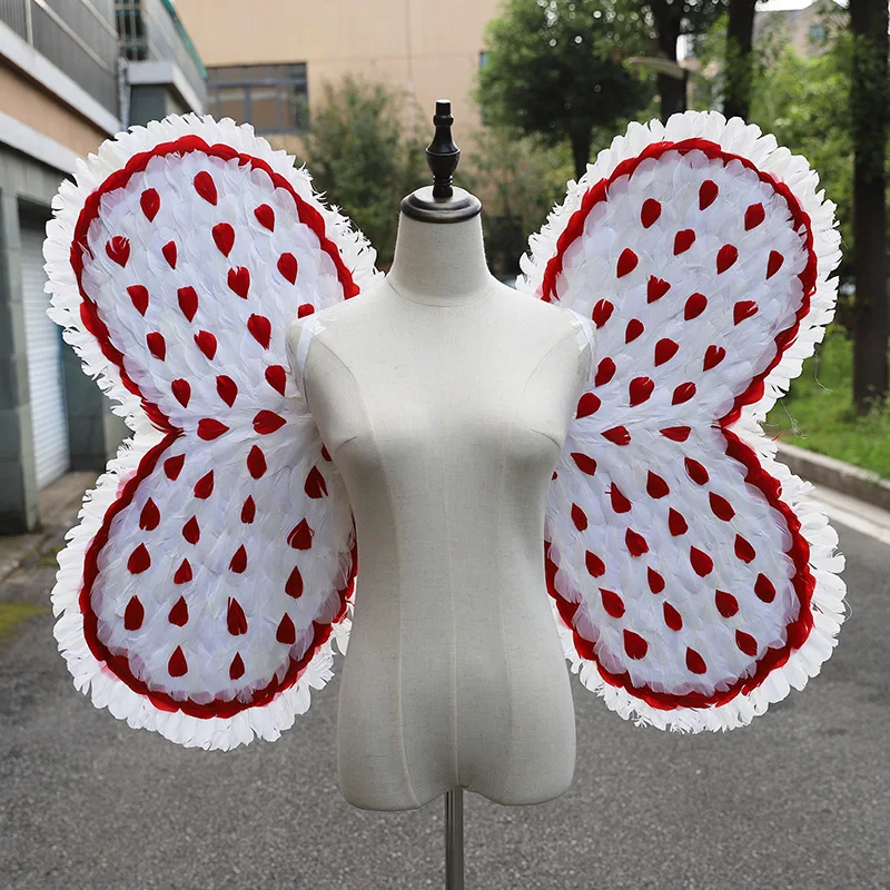 White and Red Small Star Butterfly Angel Feather Wings Model Walk Show Party Wing Shooting Props Murals Wall Decoration Prop