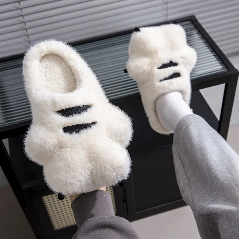 New tiger paws slippers funny unisex cozy home shoes for women cute animal claw slippers woman indoor fluffy slides fur mules