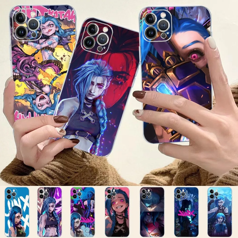 Anime Arcane Jinx-Vi Phone Case for iPhone 16 15 8 7 6 6S Plus X SE XR XS 14 11 12 13 Mini Pro Max Mobile Case