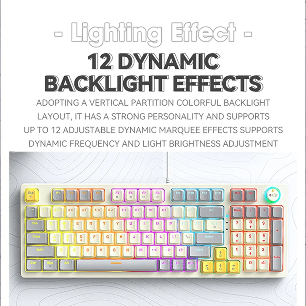 لوحة مفاتيح ميكانيكية T-WOLF T50 96 مفتاحًا لوحة مفاتيح سلكية للألعاب مع مقبض RGB بإضاءة خلفية ومحور أزرق لوحة مفاتيح للرياضات الوسائط المتعددة للكمبيوتر الشخصي