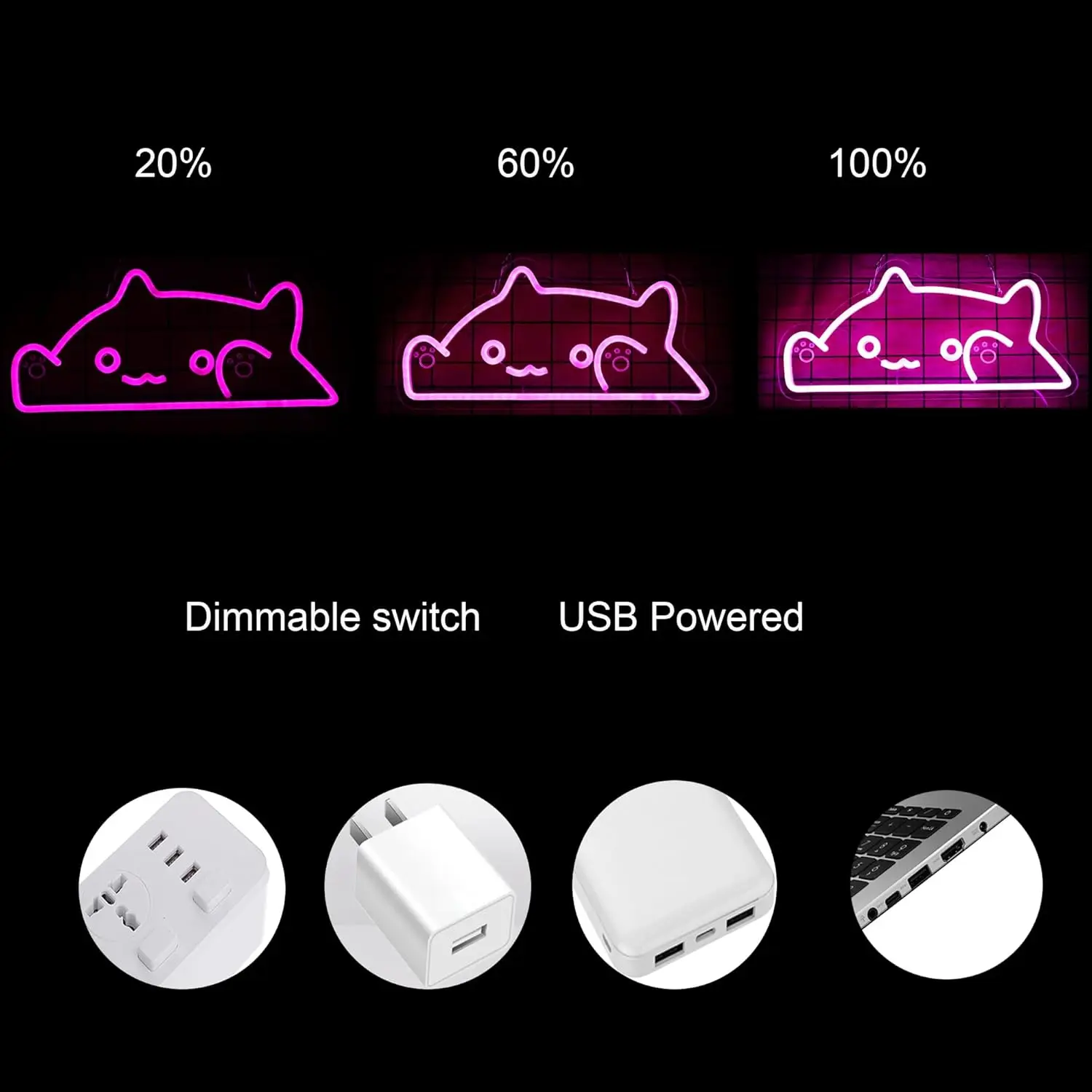 Neon Wall Sign Cat Neon Lights for Bedroom Caffee Shop Live Streaming Room Decor Aesthetics Draw Birthday Gifts for Teen girls
