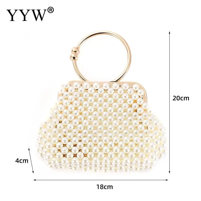 Luxury Women Pearl Handmade Bag Beaded Totes Evening Bags Clutch Wallet Pearl Handbags Ladies Wedding Bridal Handbag Party Purse