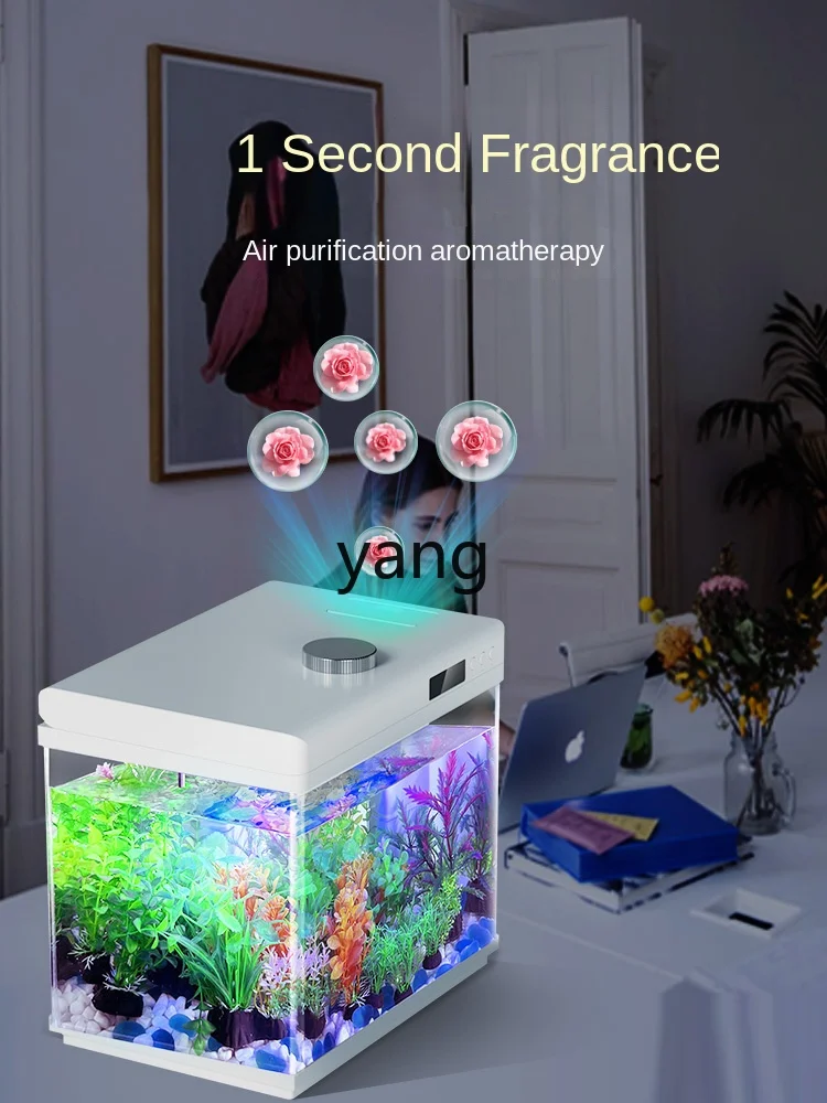 

LMM Fish Tank Living Room Small Mini Desktop Home Lazy Change Water Self-Circulating Ecological Glass Fish Globe