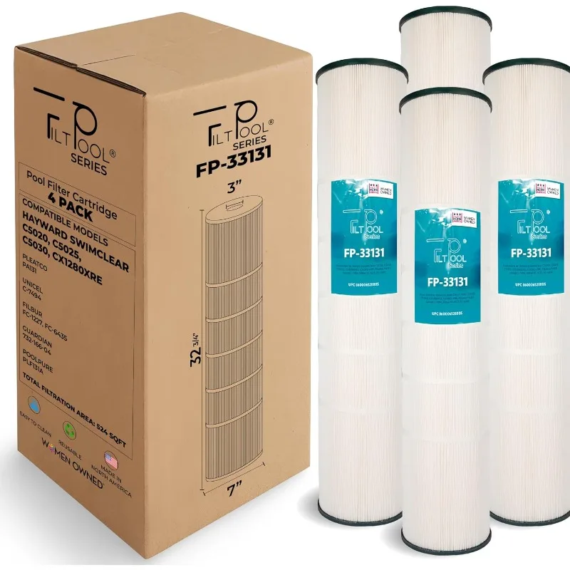 

FILTPOOL - FP-33131 - Pool Filter Replacement for Hayward - Pool Cartridge Filter, 4 Pack, 131 SQFT/pc