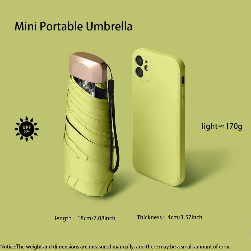 Mini ombrellone da esterno Protezione UV Ombrello parasole pieghevole ultraleggero a cinque pieghe