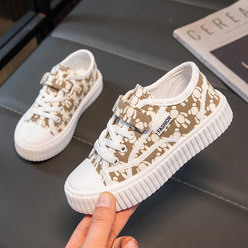 

Girls Sneakers Children Canvas Shoes Fashion Anti Slip Breathable Skate Shoes Kids Student Casual Flats Tenis Infantil De Menina