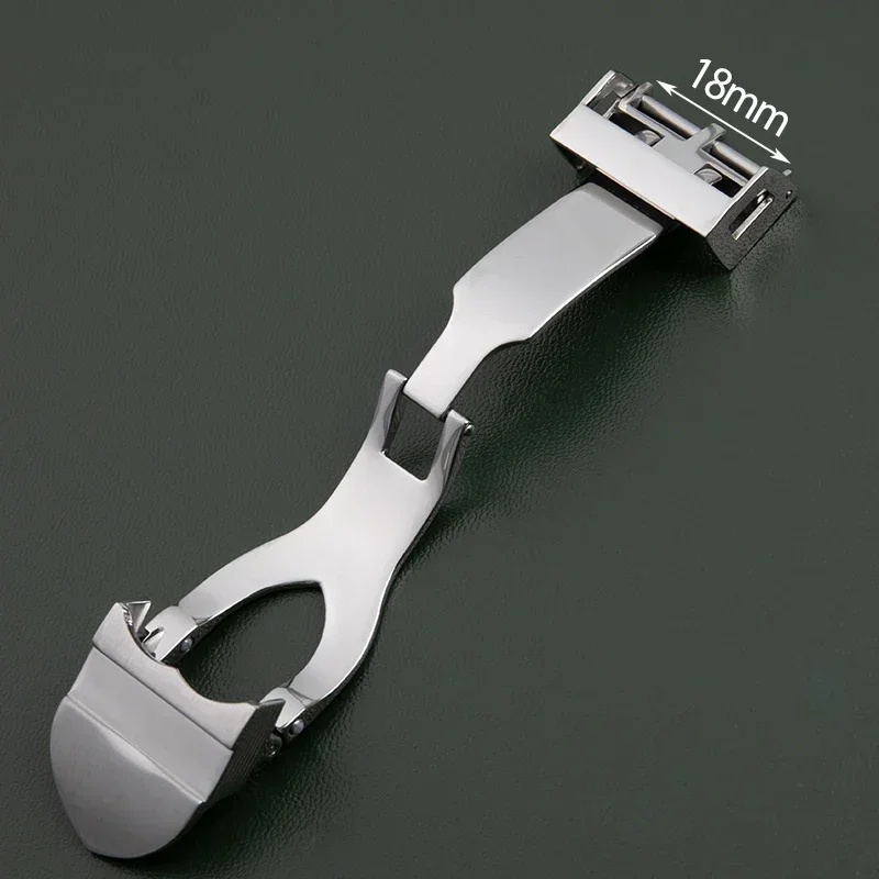 18 مللي متر 316L الفولاذ المقاوم للصدأ نشر المشبك مشبك ساعة ل تيودور حزام الجلود شريط مطاطي استبدال الفضة أضعاف مشبك #6