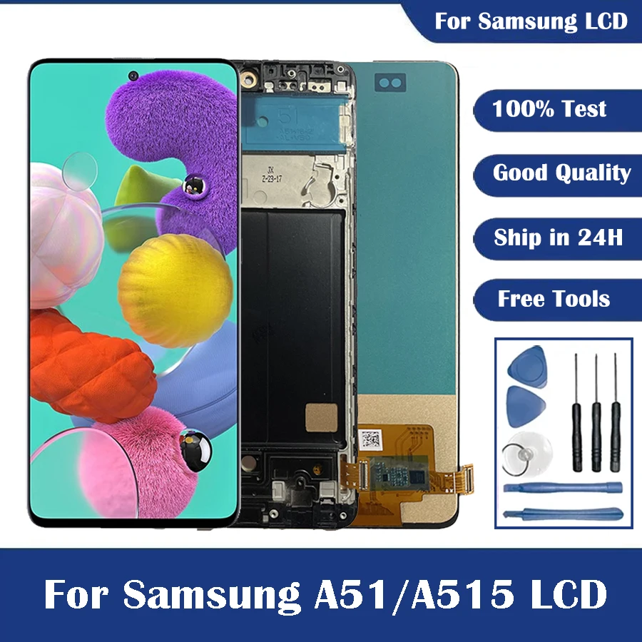 Super AMOLED For Samsung Galaxy A51 Display Touch Screen Digitizer For Samsung A515 SM-A515F LCD Screen Assembly Replacement