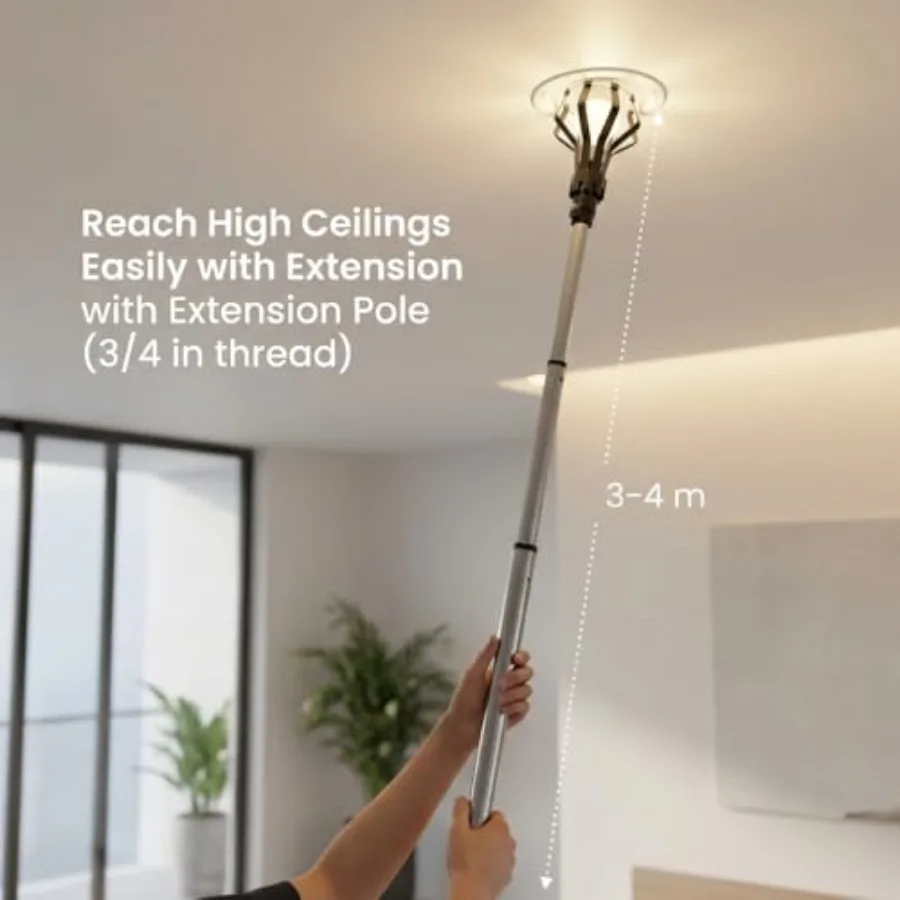 Professional Light Bulb Changer Kit - 3 Piece Set - Extension Pole Compatible, for High Ceiling Incandescent Bulbs with Standar view 6