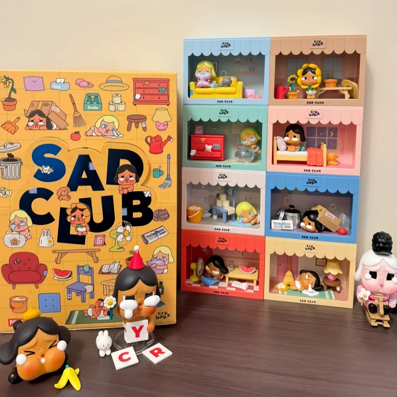 Crybaby Sad Club Series Scene Sets By Molly Anime Figure Box Cute Figurine Cry Baby Cartoon Desktop Decor Toys Birthday Gift