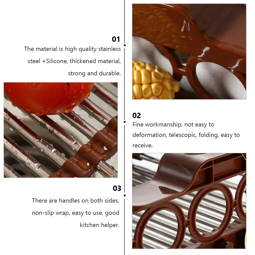 

Stainless Steel Retractable Drain Rack Sink Shelf Kitchen Storage Multi Purpose Telescopic Folding Water Drain Oil Save Effort