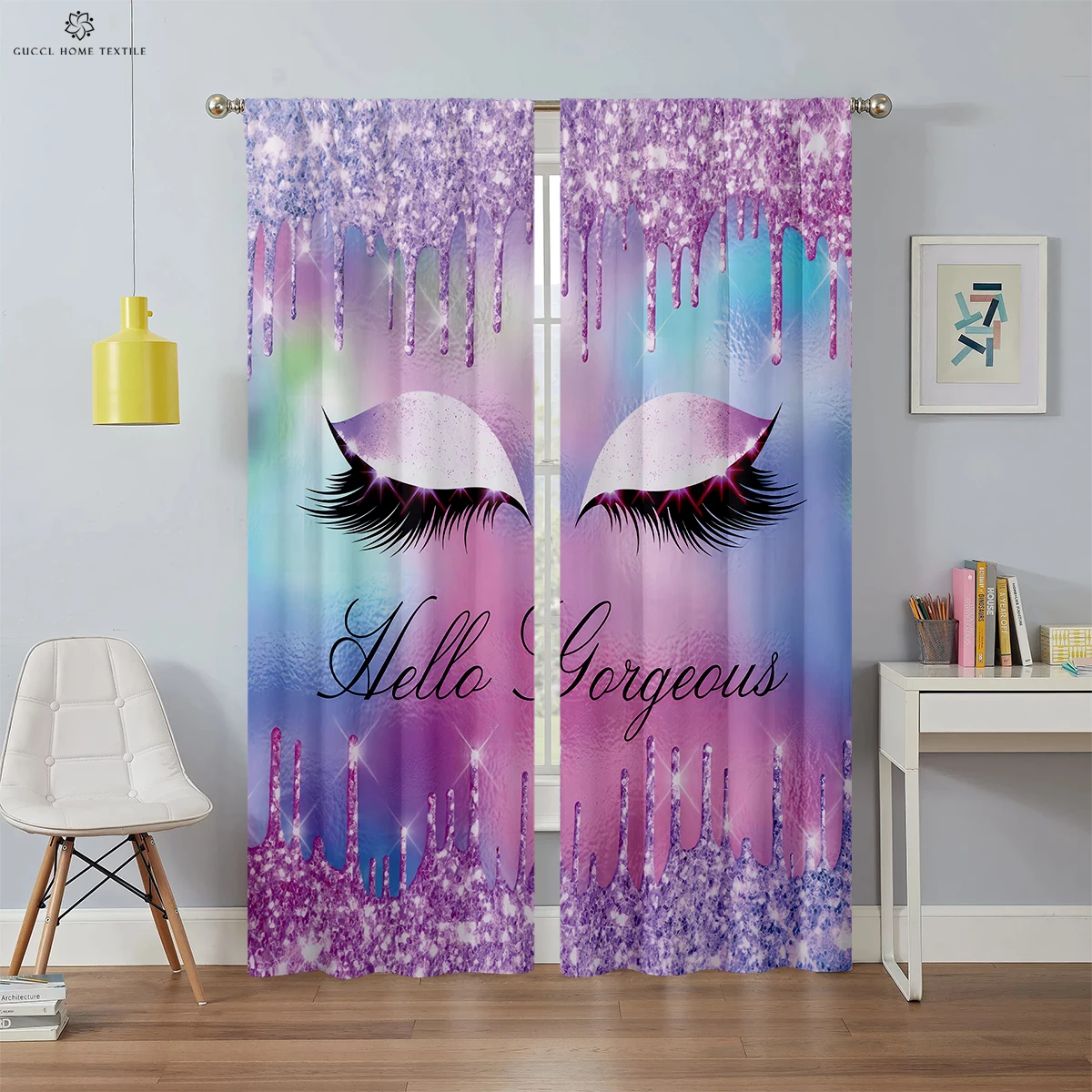 

Creative Niche Dreamy Curtains, Colorful Shiny Unicorn Print, Bedroom, Living Room, Kitchen Window Curtains, Can Be Customized