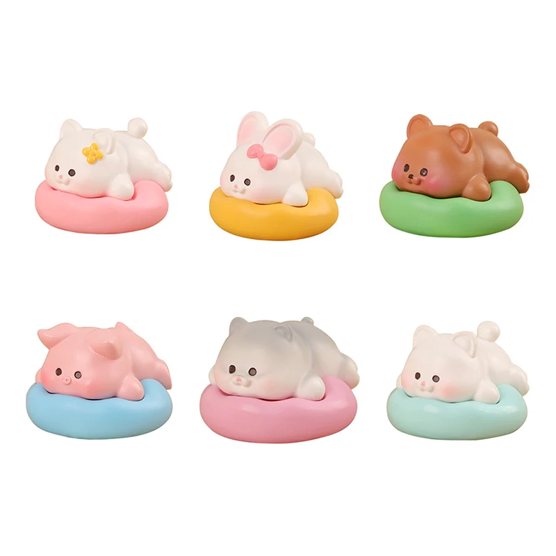 Mini Cute Resin Cat Dog Pig Rabbit Animal Doll Model Desktop Ornament Cartoon Figures Fairy Garden Decoration Accessories