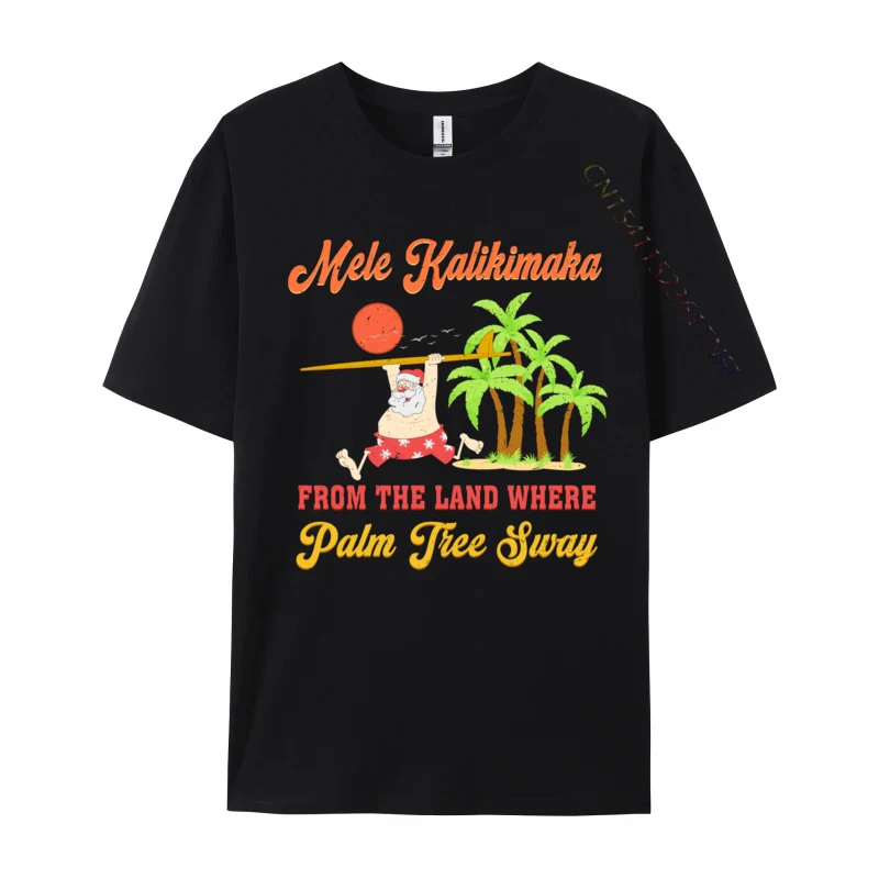 

Vintage Cute Mele Kalikimaka Christmas Santa Surfing Costume O-Neck Normal Mens Top T-Shirts Normal Tops Shirts
