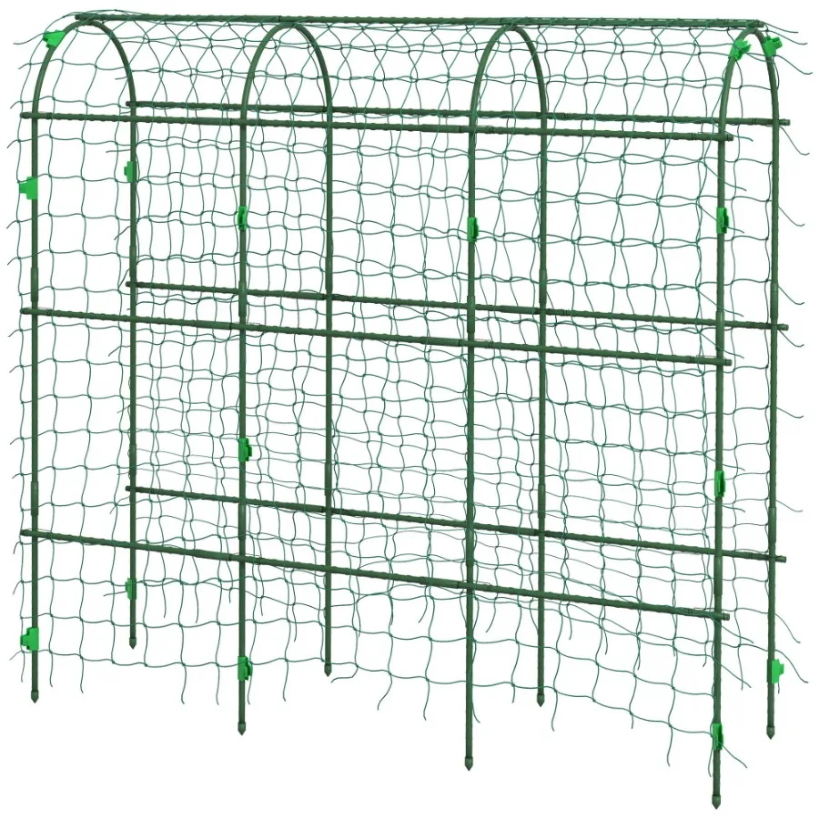 

Metal Arch Trellis for Climbing Plants AFrame with Net Outdoor Garden Green 17 x 72 x 72