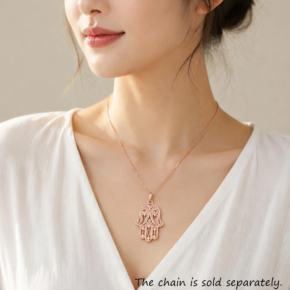 Pendant Hand of Fatima Fine Jewelry Protection Vintage Accessorie 925 Sterling Silver Gift For Women