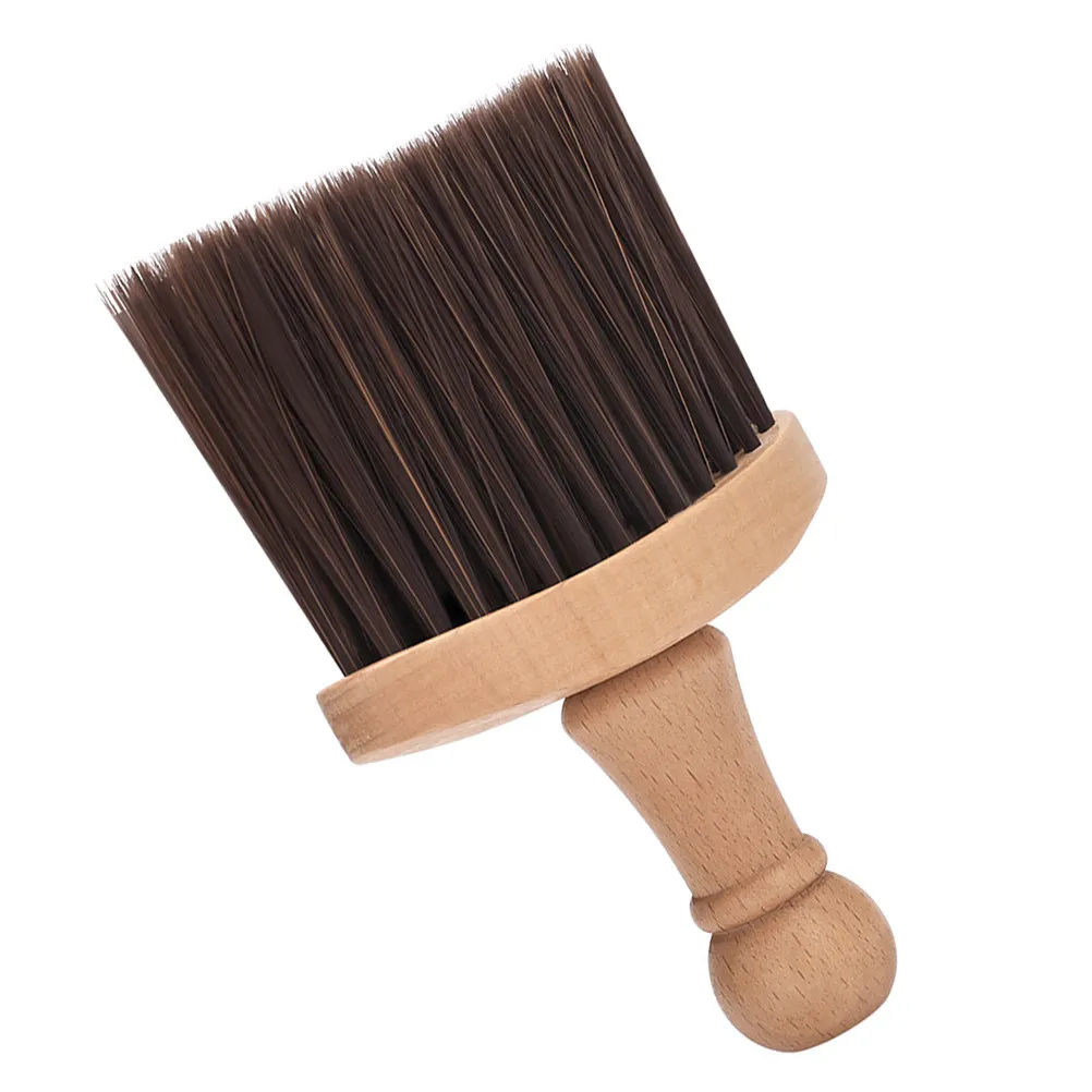 Salon Hair Sweeping Brush Soft Bristle Wooden Handle for Neck Face Haircut Cleaning Beard Grooming Barber Tool
