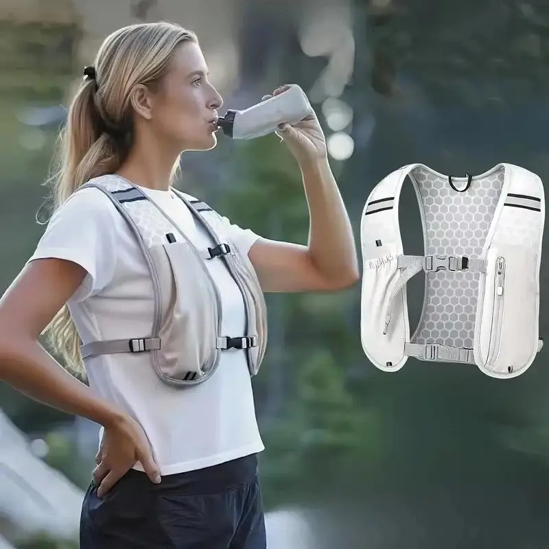 Lauf-Hydrationsrucksack mit Wasserblase 1 Stück Reflektierende Marathon-Weste für Nachtlauf, Wandern, Radfahren und Sport – Detail 3