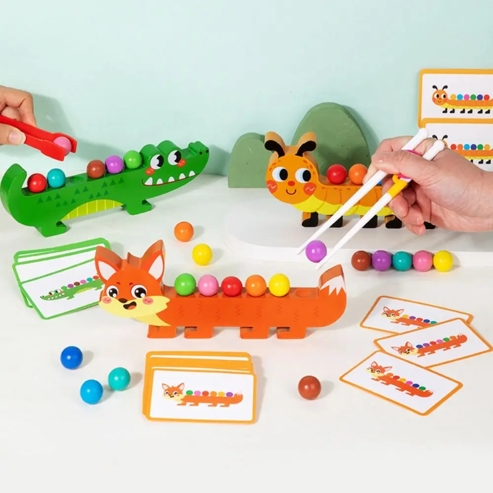 

Wooden Clip Beads Toys Educational Learning Color Sorting Montessori Toy Caterpillar Cartoon Clip Bead Matching Game