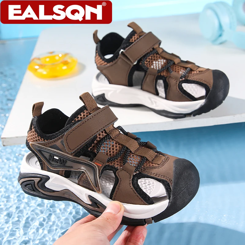

Модные повседневные спортивные сандалии для мальчиков, нескользящие летние уличные кроссовки для детей, с закрытым носком, дышащие, для ходьбы