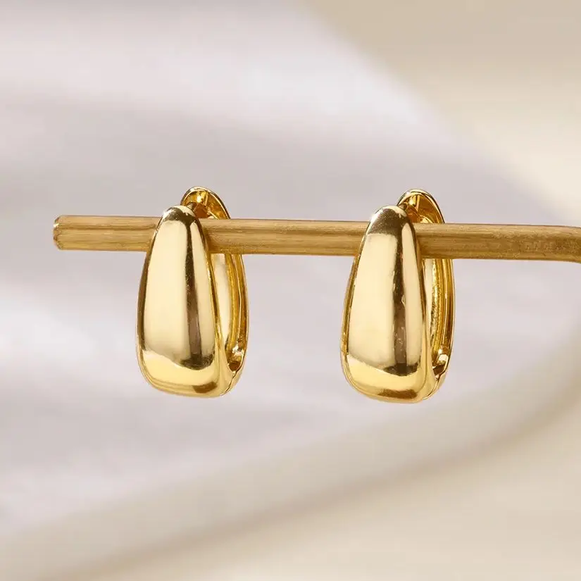 Classic U-Shaped Stainless Steel Earrings For Women Gold Color Exquisite Versatile Pierced Earrings Party Jewelry Gifts
