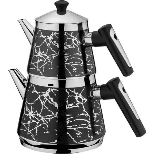 Mediterranean Pyramid Black Embossed Teapot