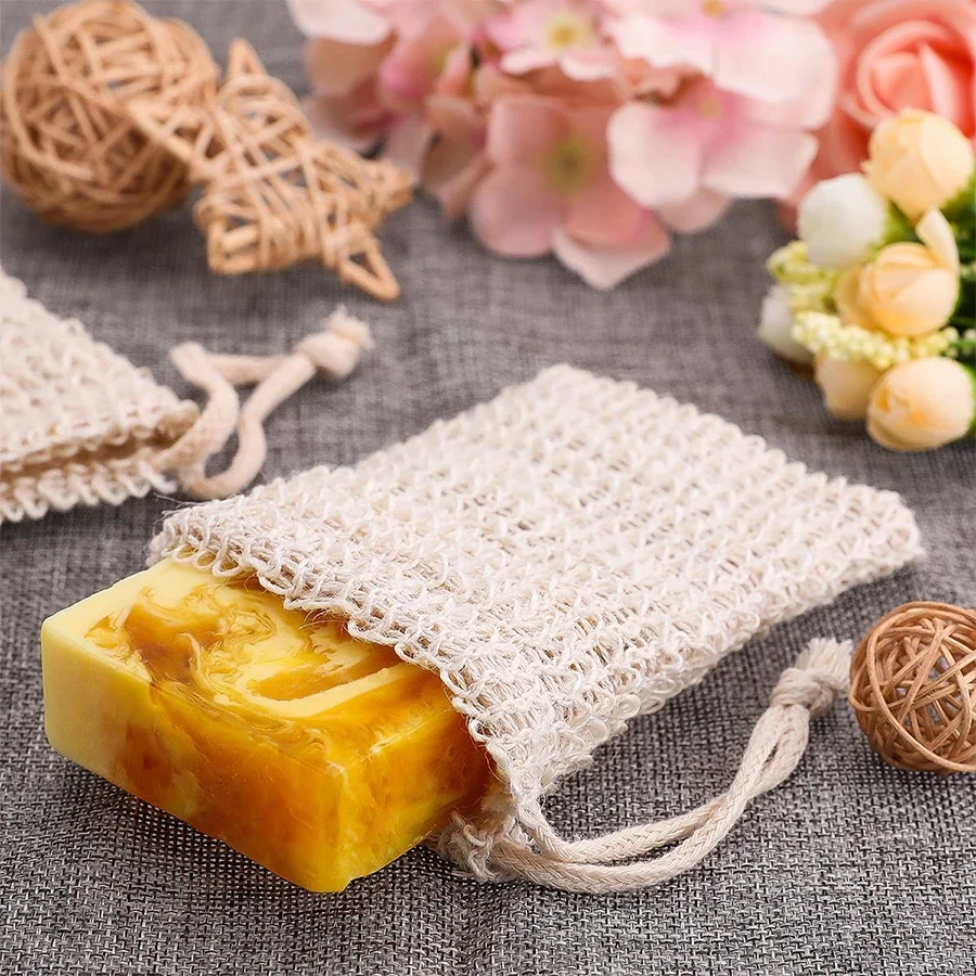 Cotton and linen soap net bag, simple hangable handmade soap net bag, household cotton and linen foaming net soap bag