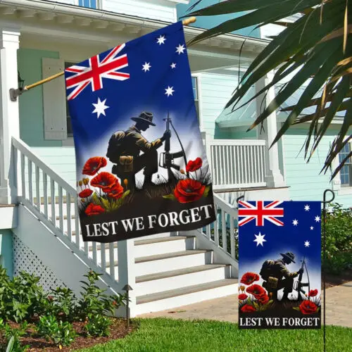 Lest We Forget Remember Fallen Soldiers Anzac Day Australia Flag Garden Flag ZZU