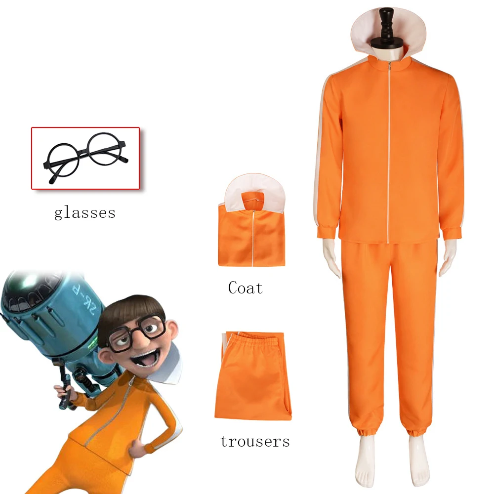 

Movie vector role-playing costume orange Jakect pants glasses set Halloween fancy set party costume